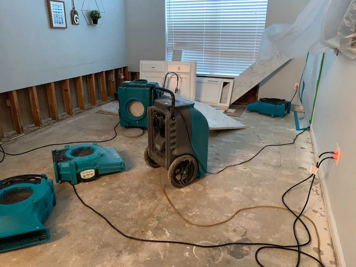 Dehumidifier in flood-cut room for Water Damage Restoration in Redwood Falls